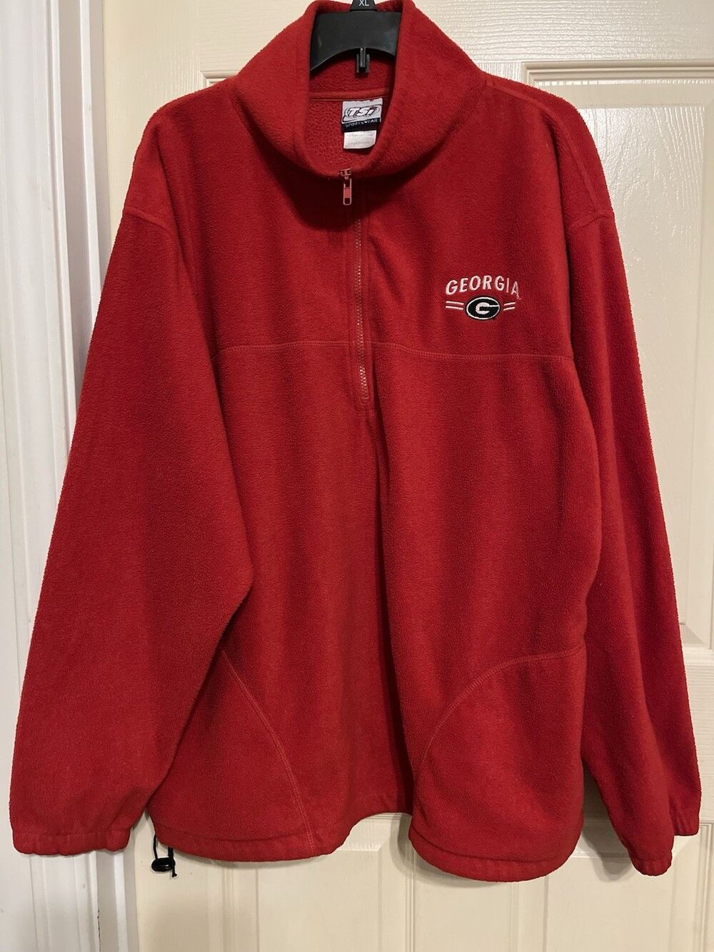 Vintage 90s Georgia Bulldogs TSI Sportswear 1/4 Zip Fleece Pullover L Red UGA